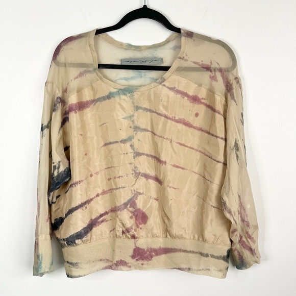 Raquel Allegra Tops - Raquel Allegra Size 2 (M) • Printed Silk Shirt Long Sleeve.